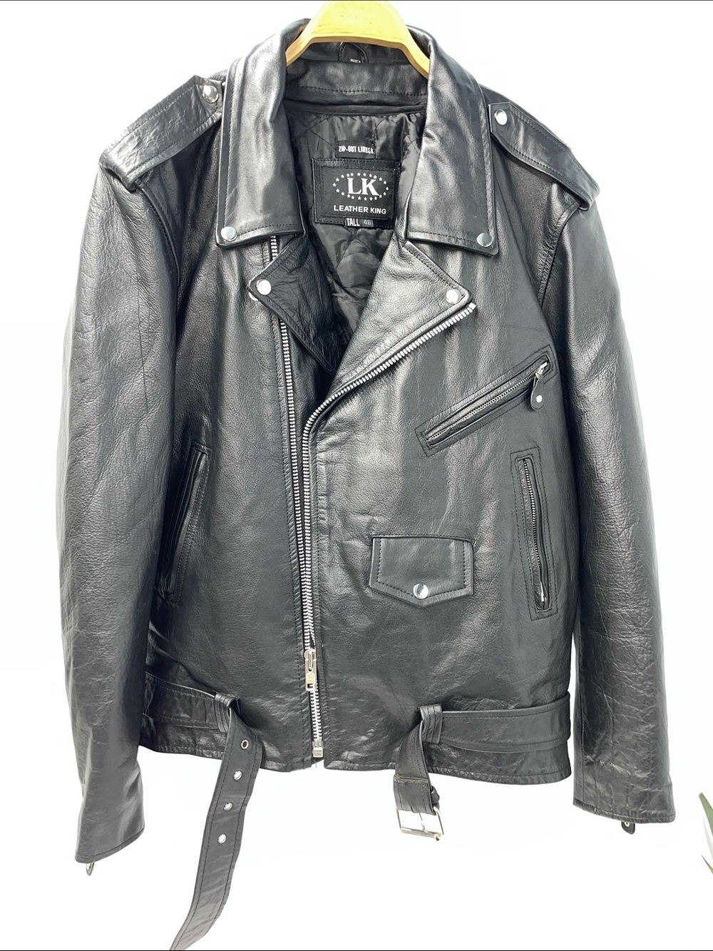 LEATHER KING MOTORCYCLE BIKER JACKET WITH ZIP OUT LINING FTL-07-226